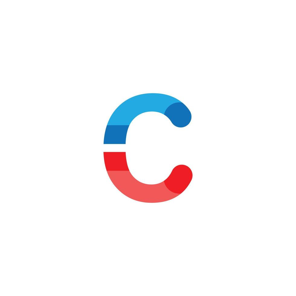 eps10 vector rojo y azul inicial letra c logotipo o icono aislado sobre fondo blanco. símbolo de letra c de marca de palabra en un estilo moderno y plano simple para el diseño de su sitio web, logotipo y aplicación móvil