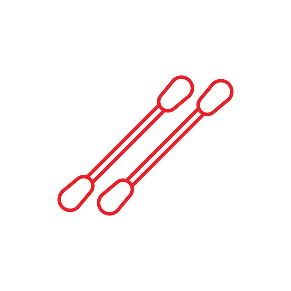 eps10 red vector cotton swabs line art icon isolated on white background. cotton buds or sticks outline symbol in a simple flat trendy modern style for your website design, logo, and mobile app