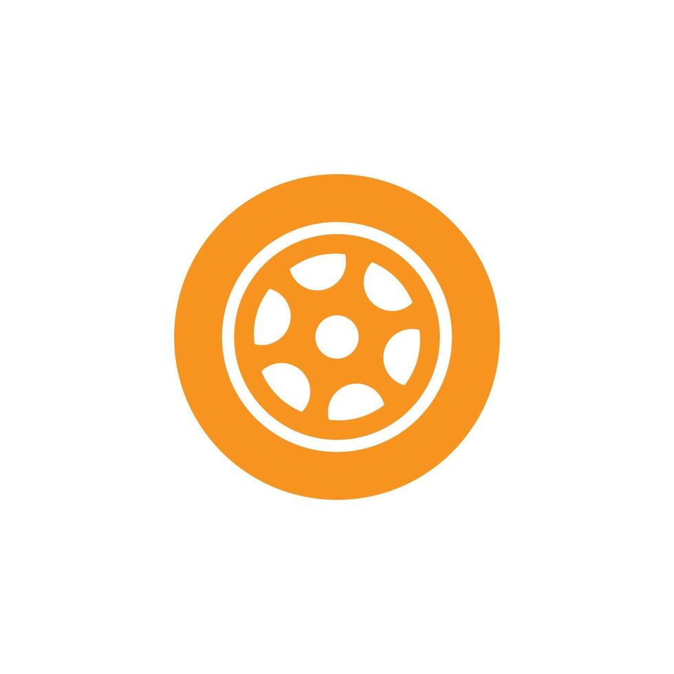 eps10 orange vector car tire abstract solid art icon isolated on white background.  truck wheel symbol in a simple flat trendy modern style for your website design, logo, and mobile application