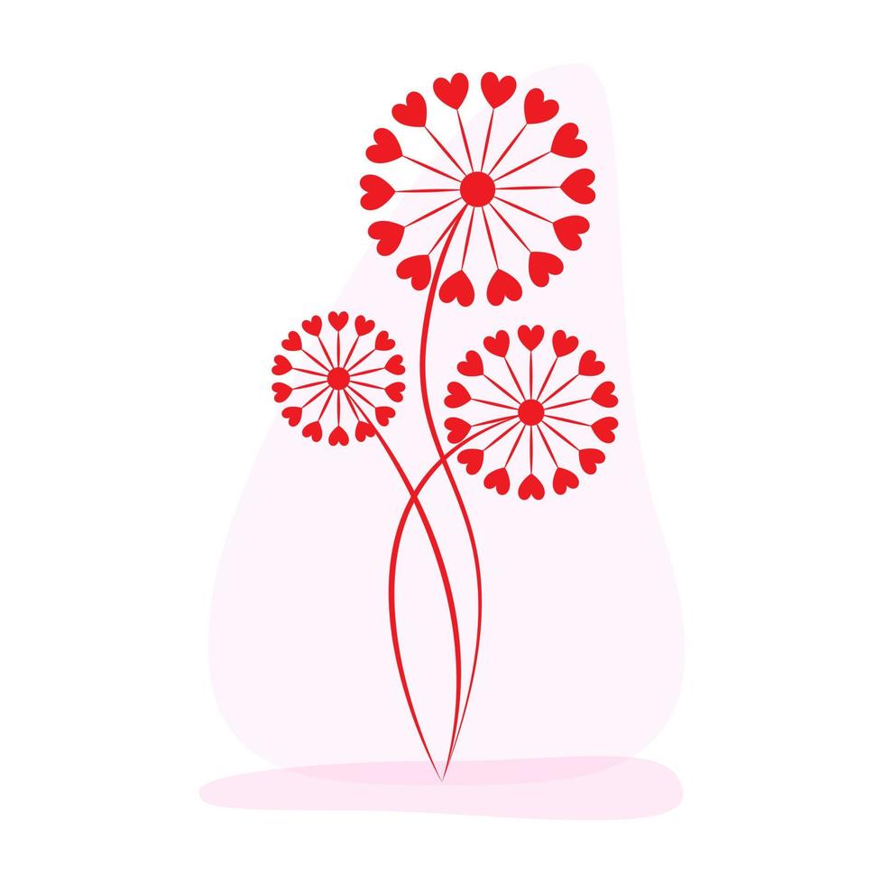 Clip art of dandelion hearts on isolated background. Design for Valentines Day, Wedding, Mothers day celebration. Vector element for greeting cards, invitations, scrapbooking, home decoration.