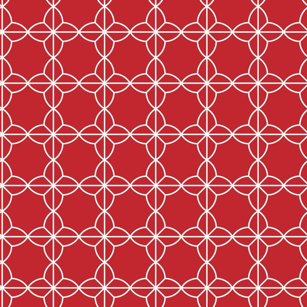 Seamless geometric poinsettia flower pattern on isolated red background. Retro shapes, perfect for wallpaper, wrapping paper, holiday greetings, scrapbooking, winter, Christmas and New Year design. vector