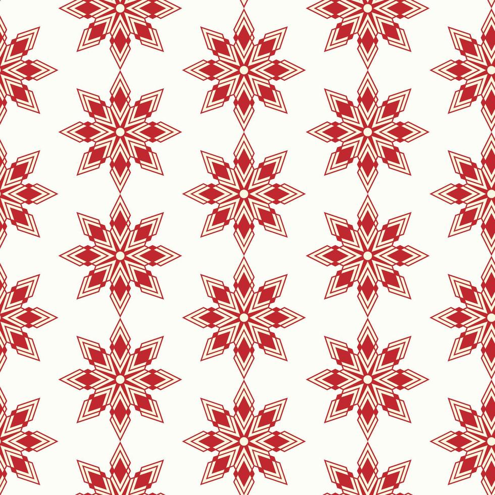 Seamless geometric poinsettia snowflake pattern on isolated background. Retro shapes, perfect for wallpaper, wrapping paper, holiday greetings, scrapbooking, winter, Christmas and New Year design. vector
