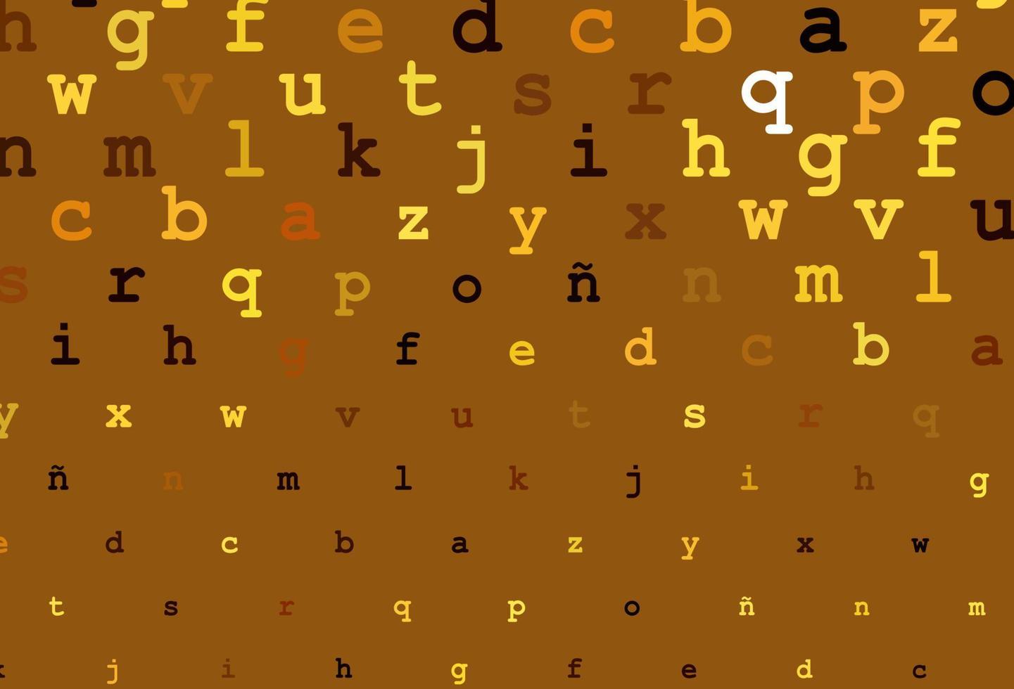 textura de vector naranja oscuro con caracteres abc.