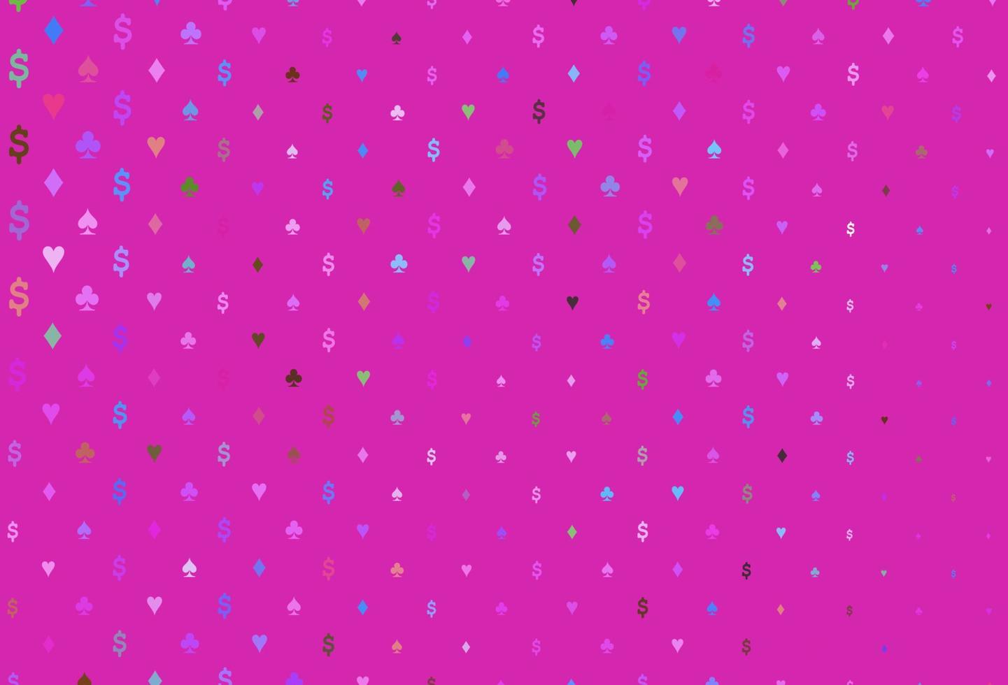 Light multicolor, rainbow vector template with poker symbols.