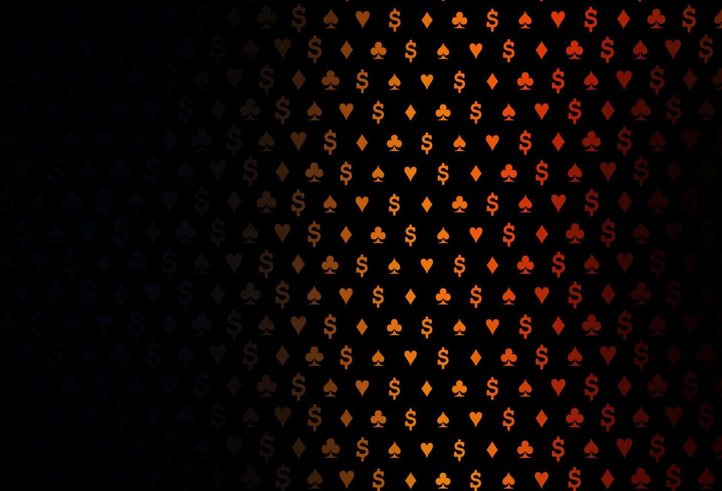 Dark orange vector cover with symbols of gamble.