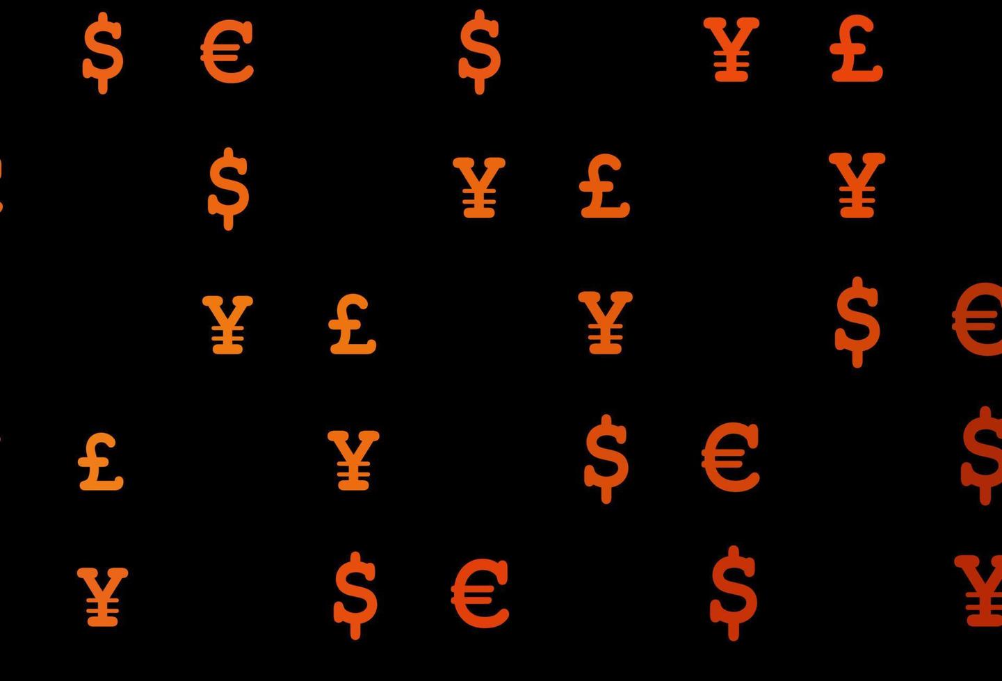 cubierta de vector naranja oscuro con eur, usd, gbp, jpy.