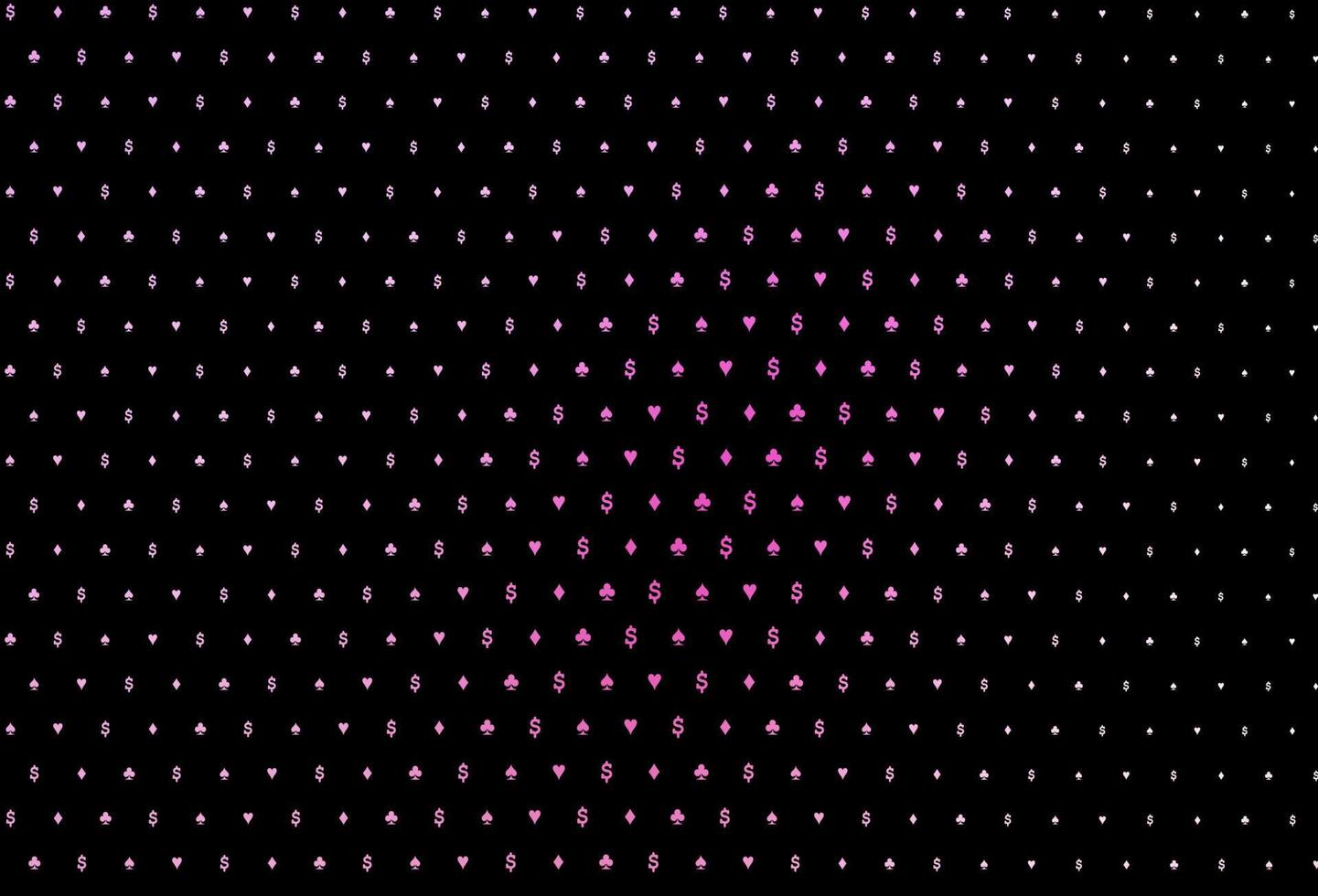 plantilla de vector de color rosa oscuro con símbolos de póquer.