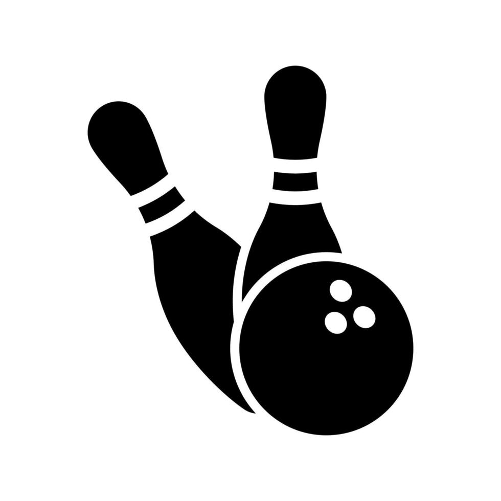 juego de bolos icono de bola y pin de bolos. icono de vectores