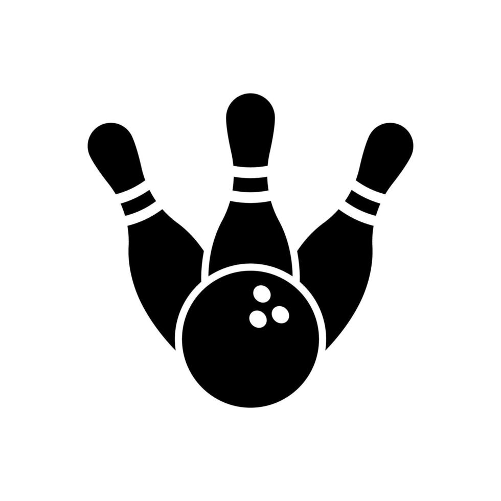 juego de bolos icono de bola y pin de bolos. icono de vectores