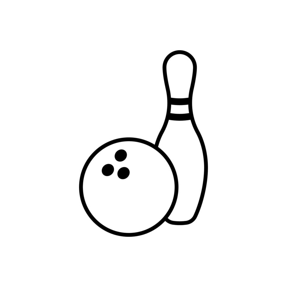 juego de bolos icono de bola y pin de bolos. icono de vectores