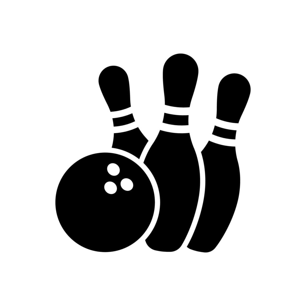 juego de bolos icono de bola y pin de bolos. icono de vectores