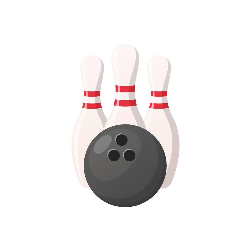 Bowling game. Bowling ball and pin. Vector image.