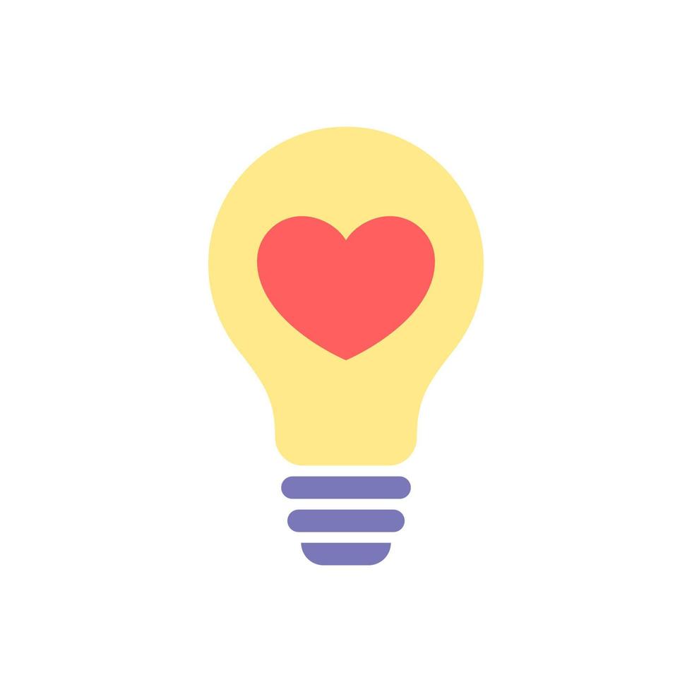 light bulb with heart flat design vector