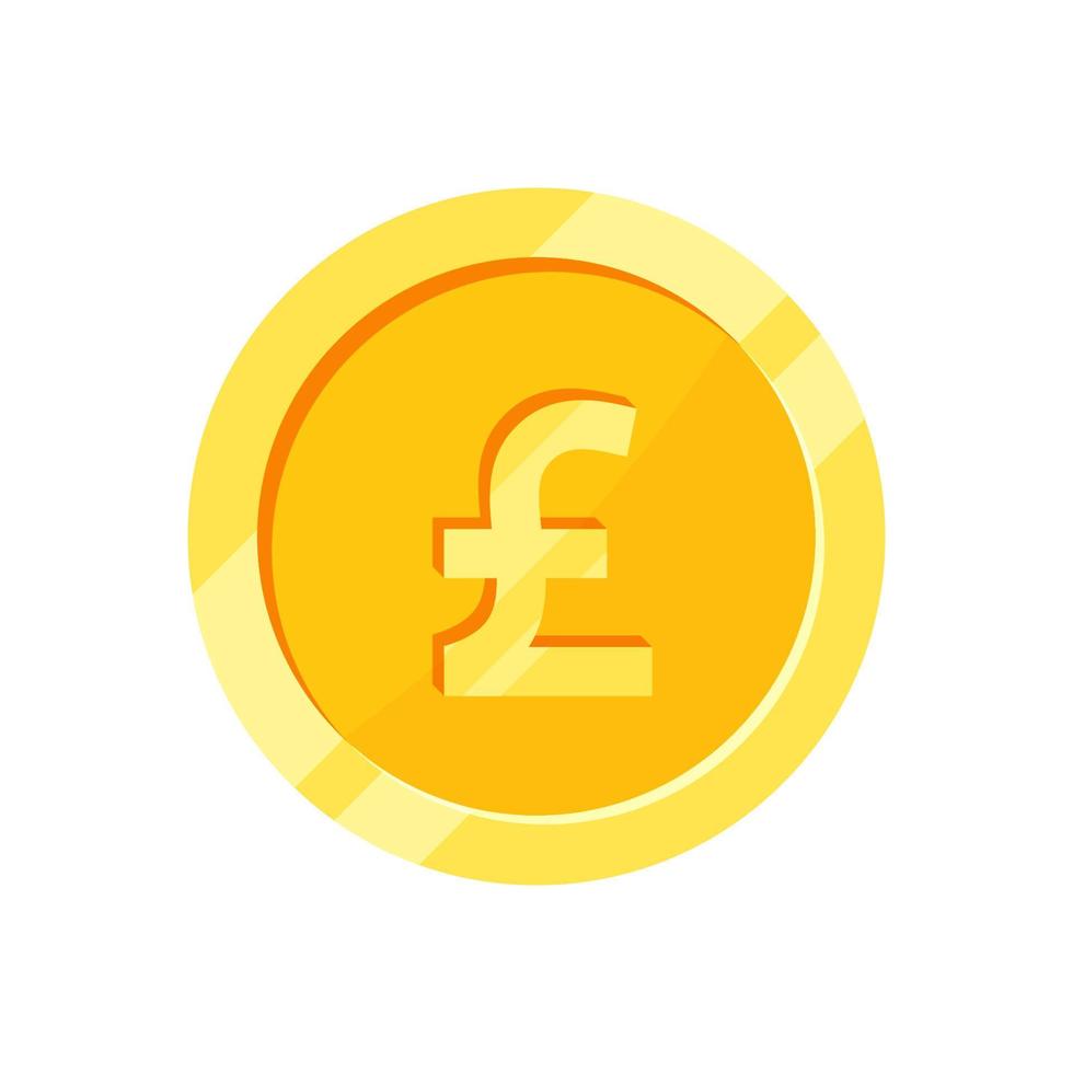 pound sterling gold coin flat design vector