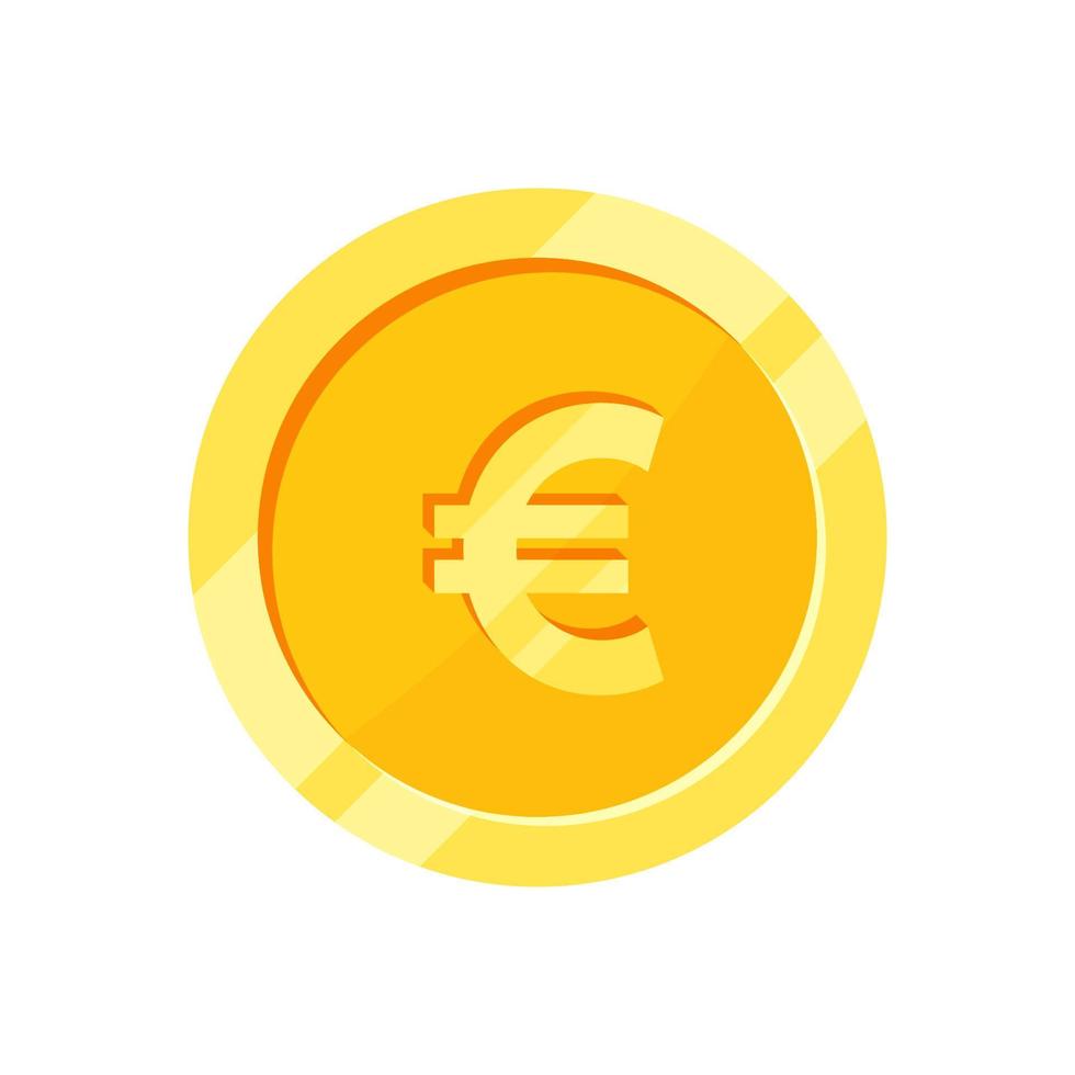 euro gold coin flat design vector