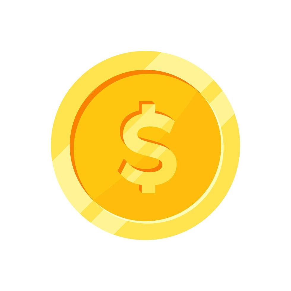 dollar gold coin flat design vector