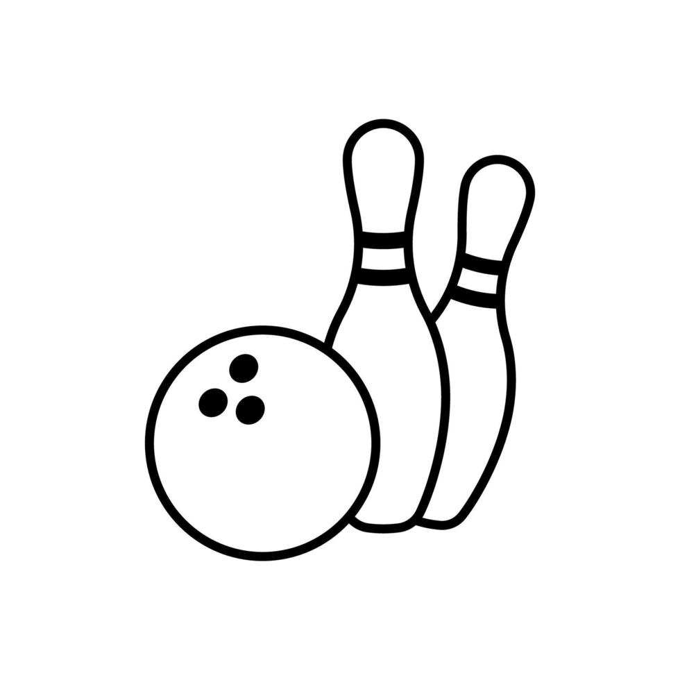 juego de bolos icono de bola y pin de bolos. icono de vectores