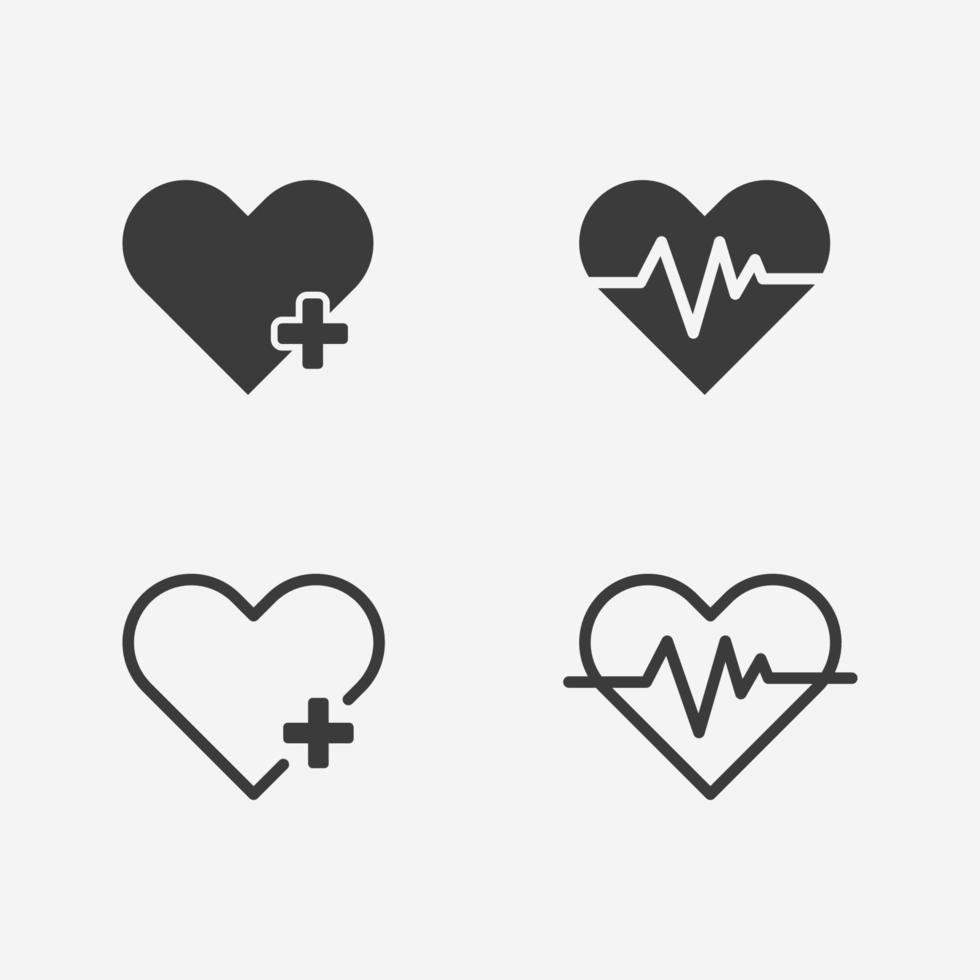 medical heart icon vector set symbol sign