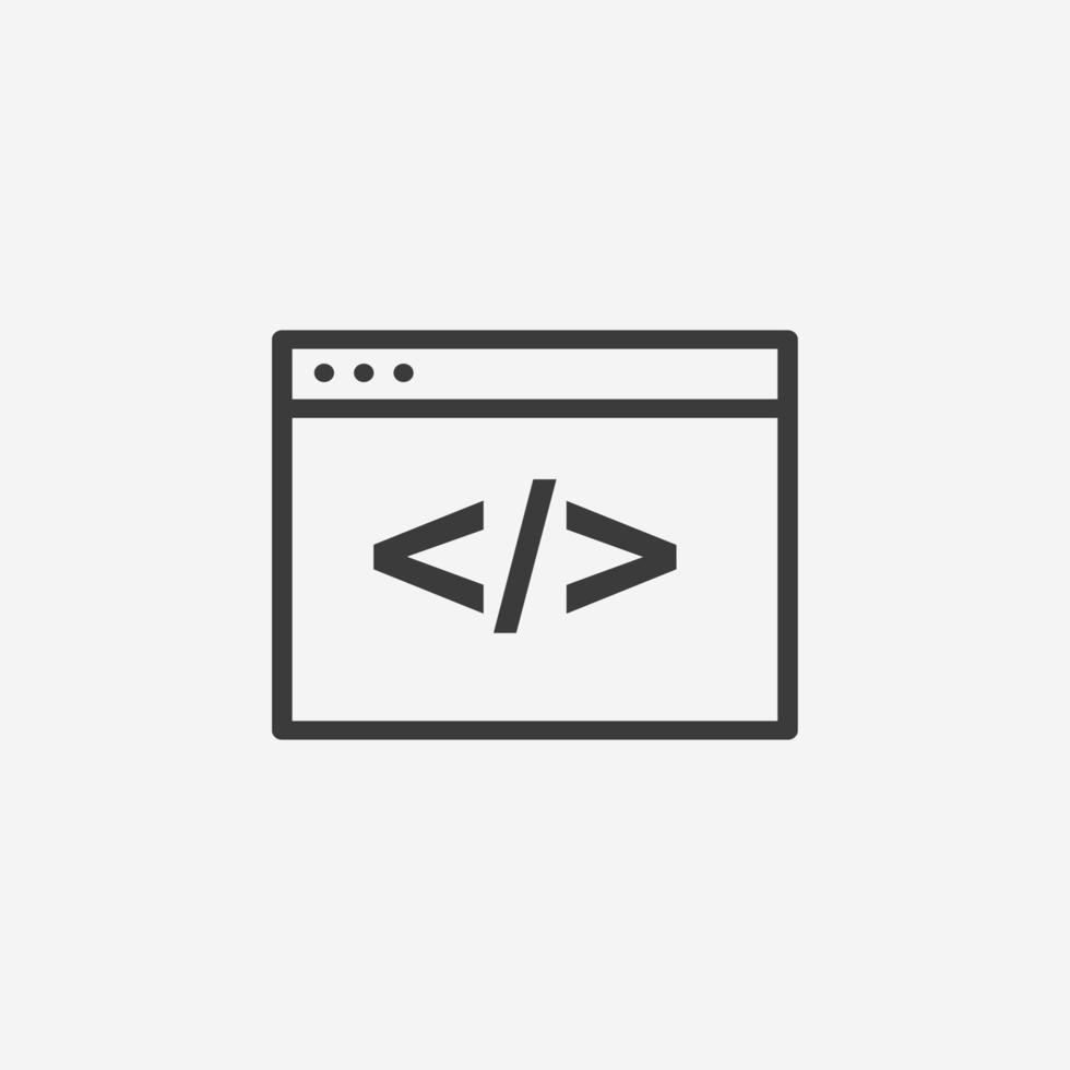 codificación, código, programación web icono vector símbolo aislado