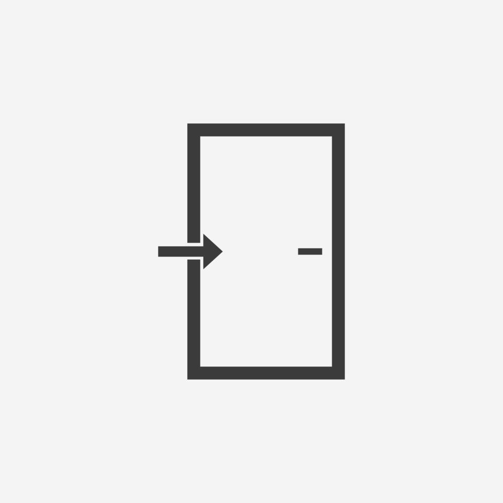door icon vector. exit, enter, entry, inside, log in, entrance symbol sign vector