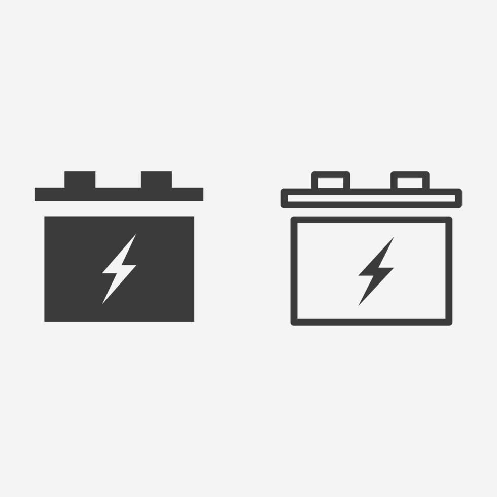batería, acumulador, carga, energía, signo de símbolo de vector de icono eléctrico
