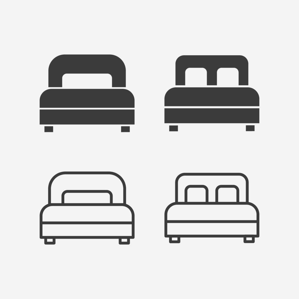 double bed, furniture icon vector symbol sign