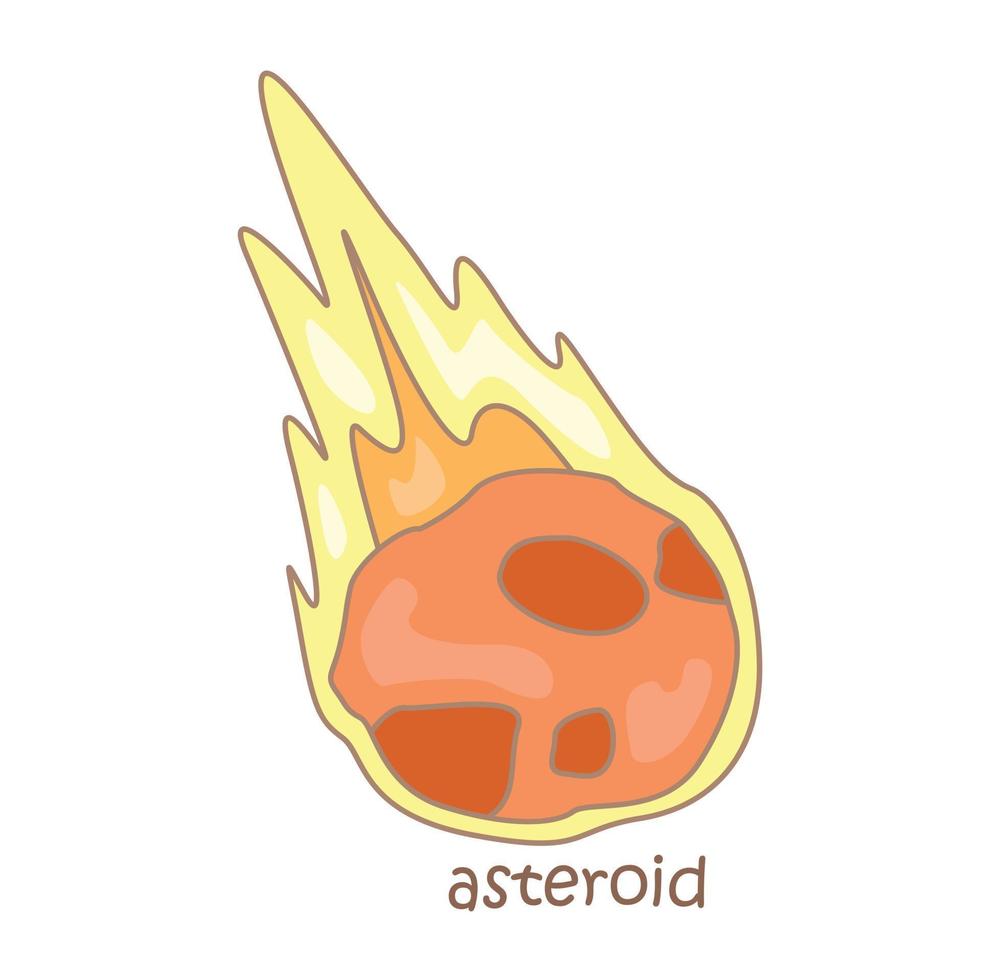 Alphabet A For Asteroid Vocabulary Illustration Vector Clipart