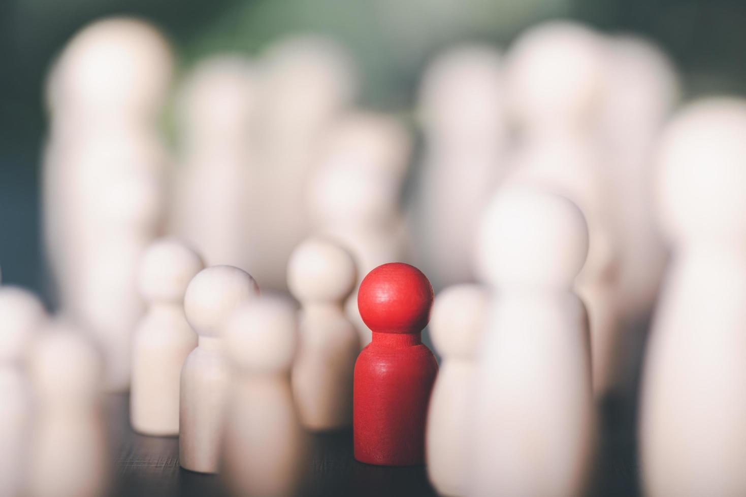Human Resource Management ,Strategic planning for success through people business development concept by choosing professional leaders employee competency Teamwork, red wooden blocks are on table. photo