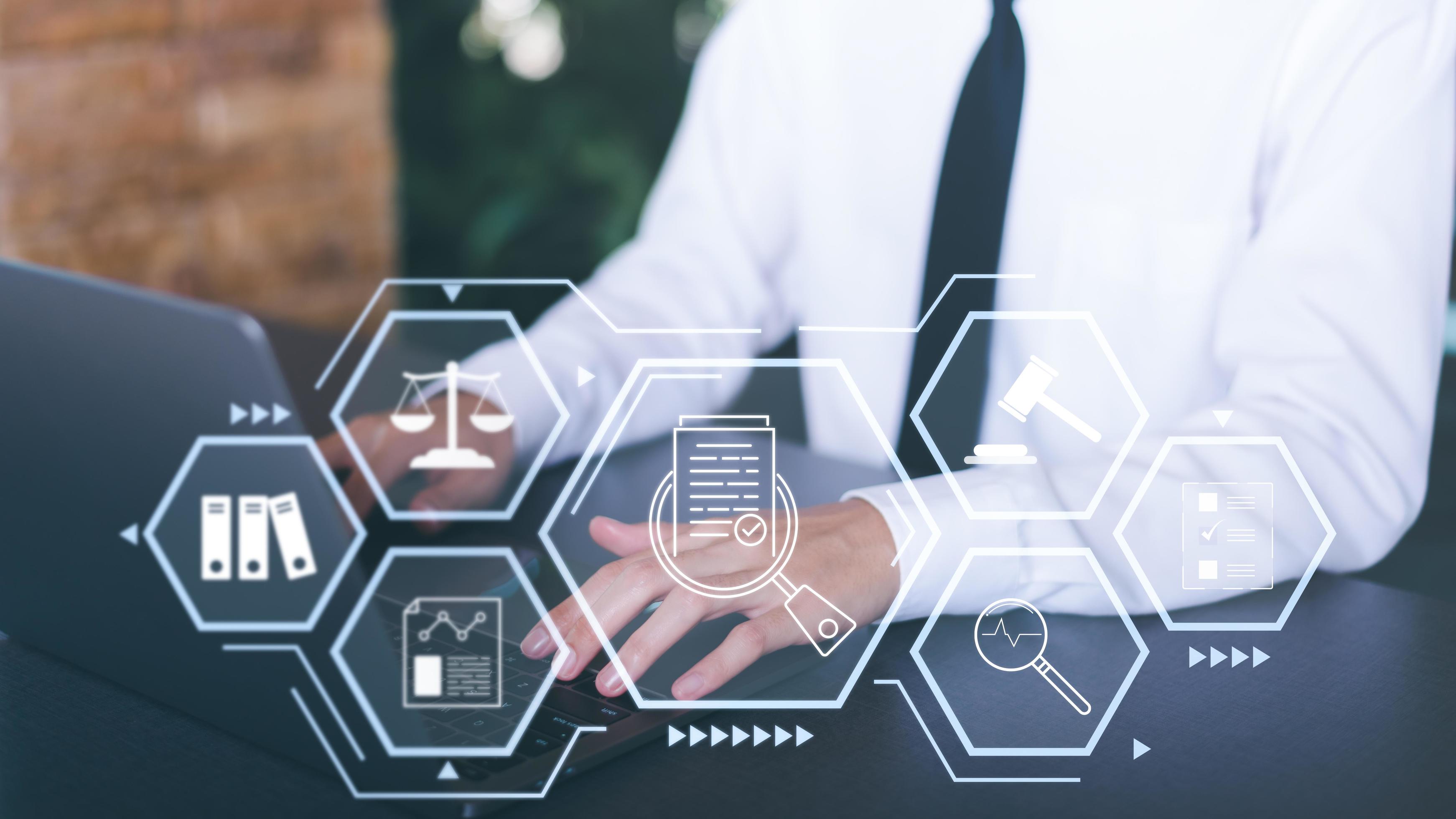 Businessman showing document review, management quality assessment with