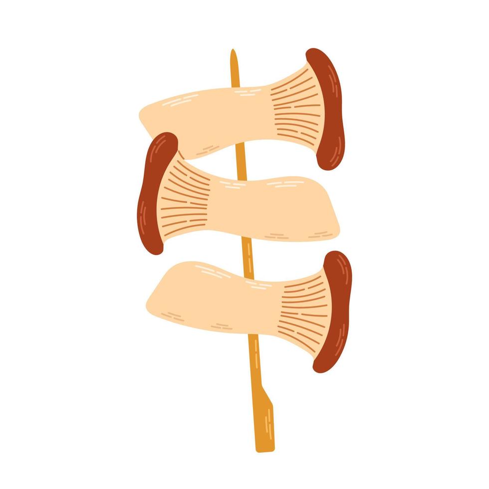 Brochetas asiáticas de yakitori con hongos eringi, para comida rápida asiática y restaurantes para llevar. ilustración vectorial vector