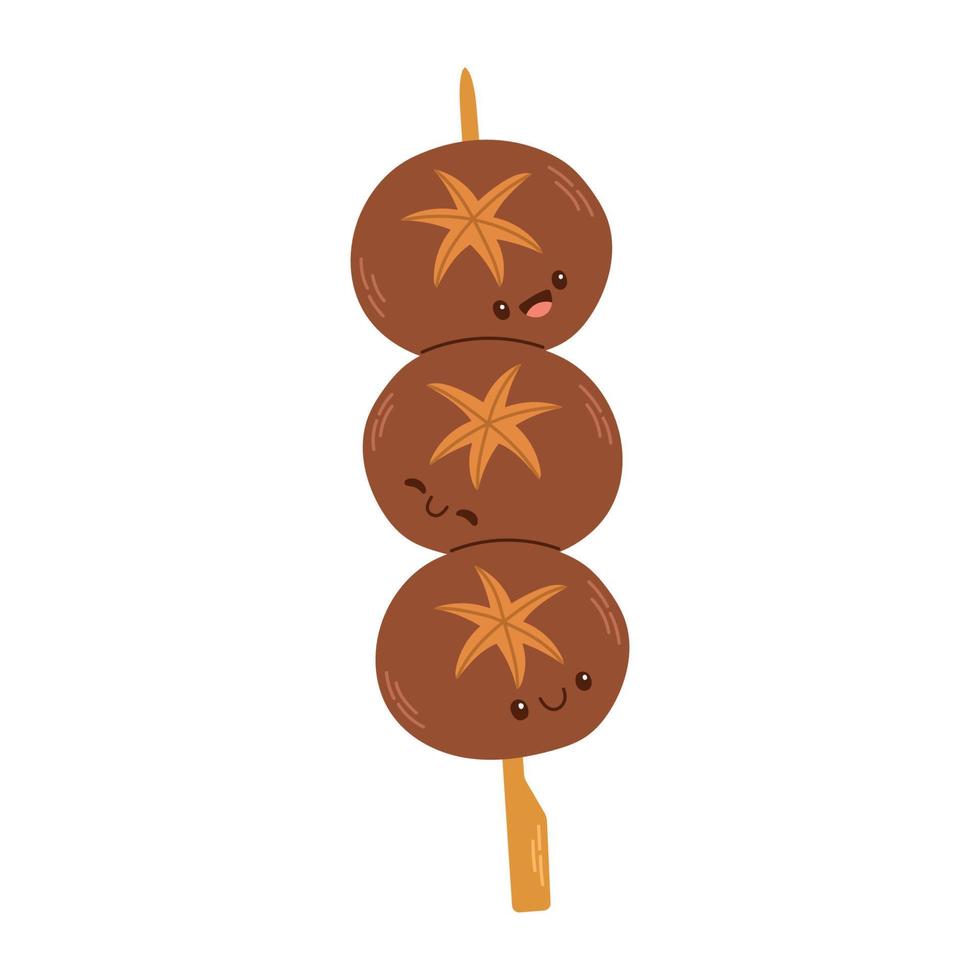 Brochetas asiáticas de yakitori con setas shiitake, para comida rápida asiática y restaurantes para llevar. ilustración vectorial vector