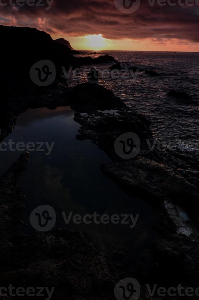 Sunset over the ocean photo