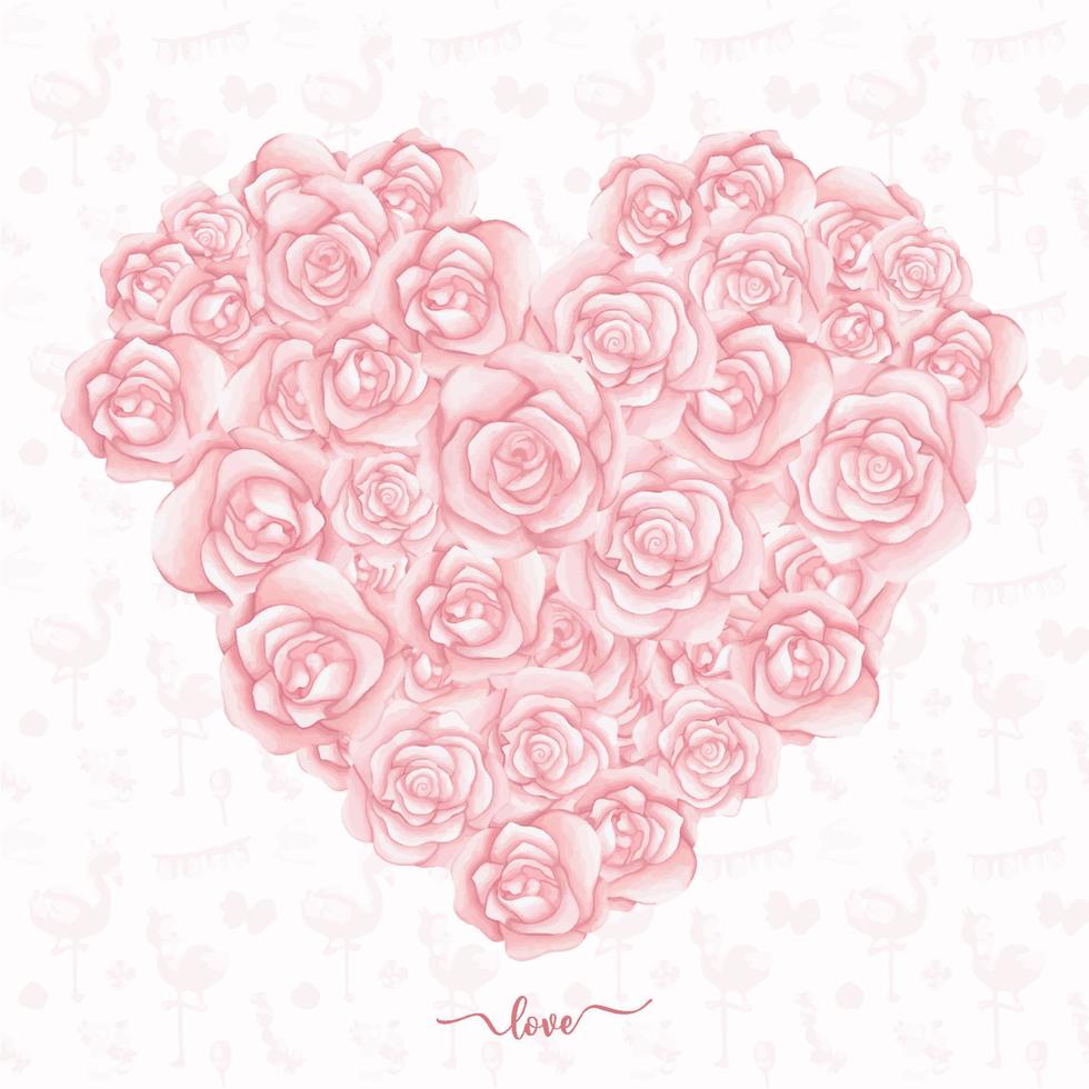 Bouquet of Rose heart hand drawn illustration, Love and Valentine elements vector