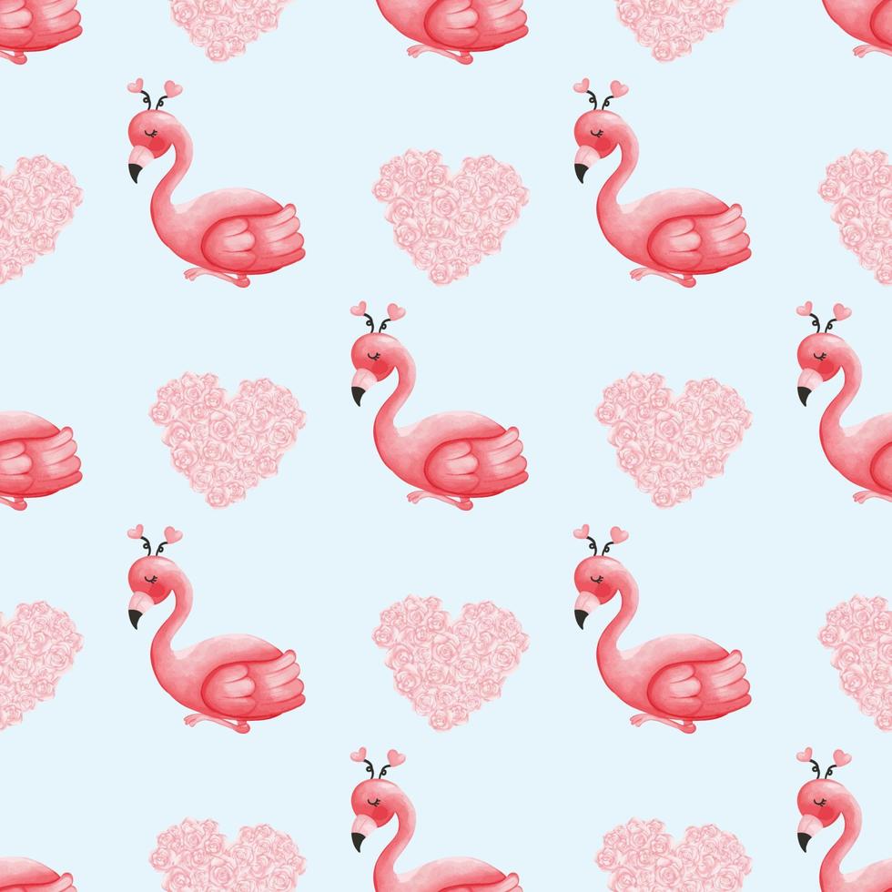 Flamingo Valentine Seamless pattern, Valentine and Love background vector