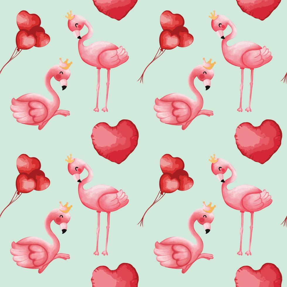 Flamingo Valentine Seamless pattern, Valentine and Love background vector