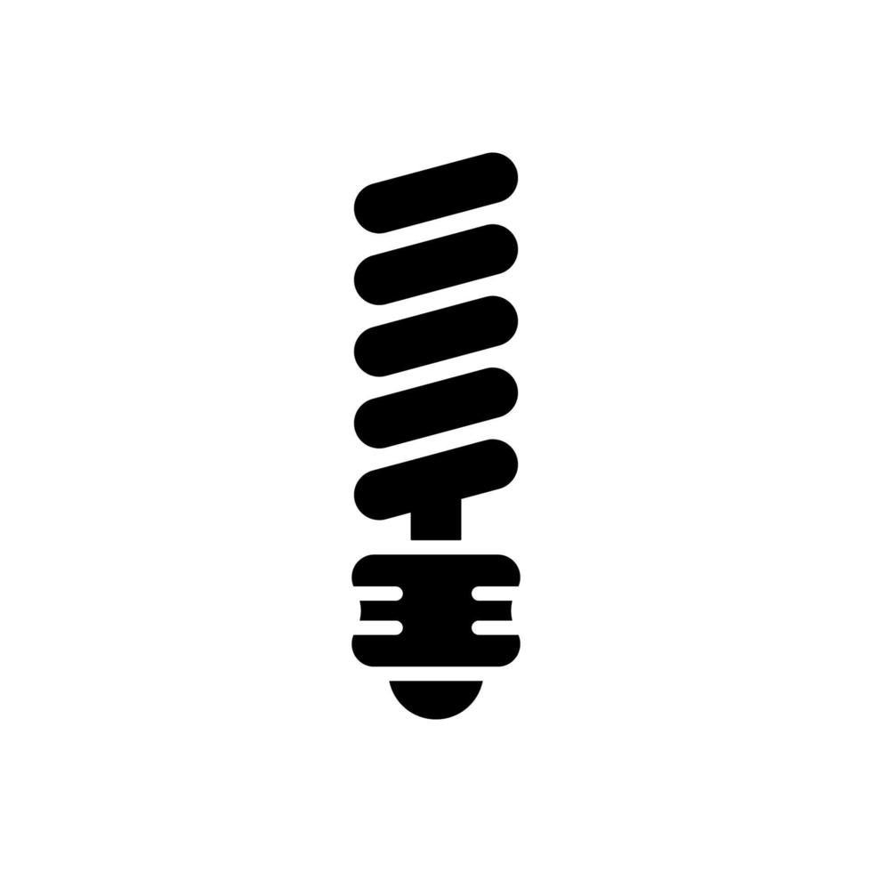 Eco Electricity Spiral Lightbulb Silhouette Icon. Fluorescent LED Lamp Glyph Pictogram. Light Bulb Low-Energy Icon. Light Bulb Illumination for Ecology Power Symbol. Isolated Vector Illustration.