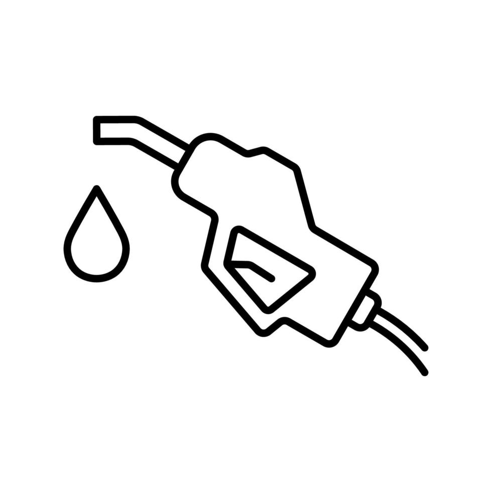 Fossil Fuel Nozzle with Hose Line Icon. Petroleum Energy Pump on Oil Gasoline Station Pictogram. Fuel Nozzle Holder on Petrol Gas Station Outline Icon. Editable Stroke. Isolated Vector Illustration.