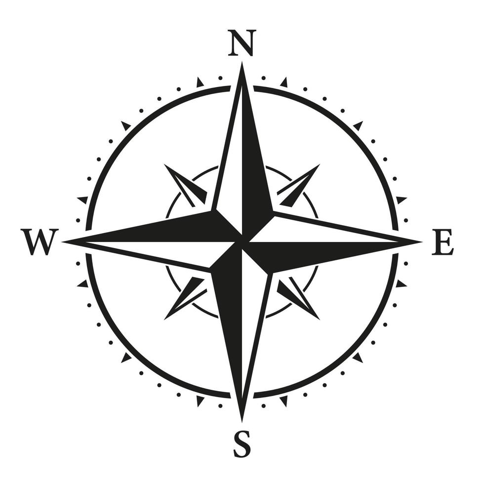 Compass Map Silhouette Icon. Rose Wind Navigation Retro Equipment Glyph