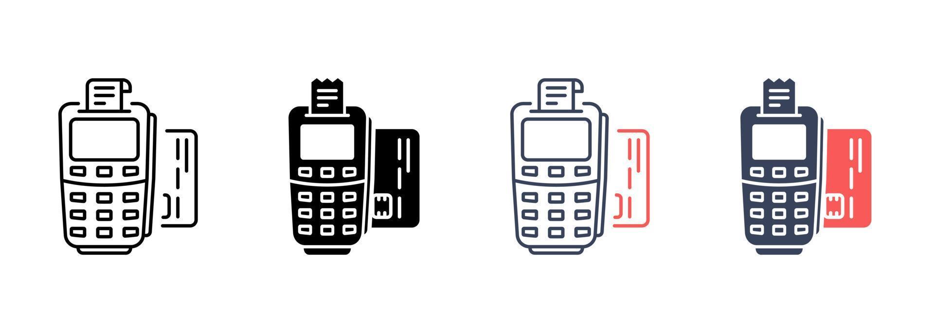 POS Contactless Transaction Pictogram. Wireless Money Pay Symbol Collection on White Background. Payment Terminal and Credit Card Line and Silhouette Icon Set. Isolated Vector Illustration.