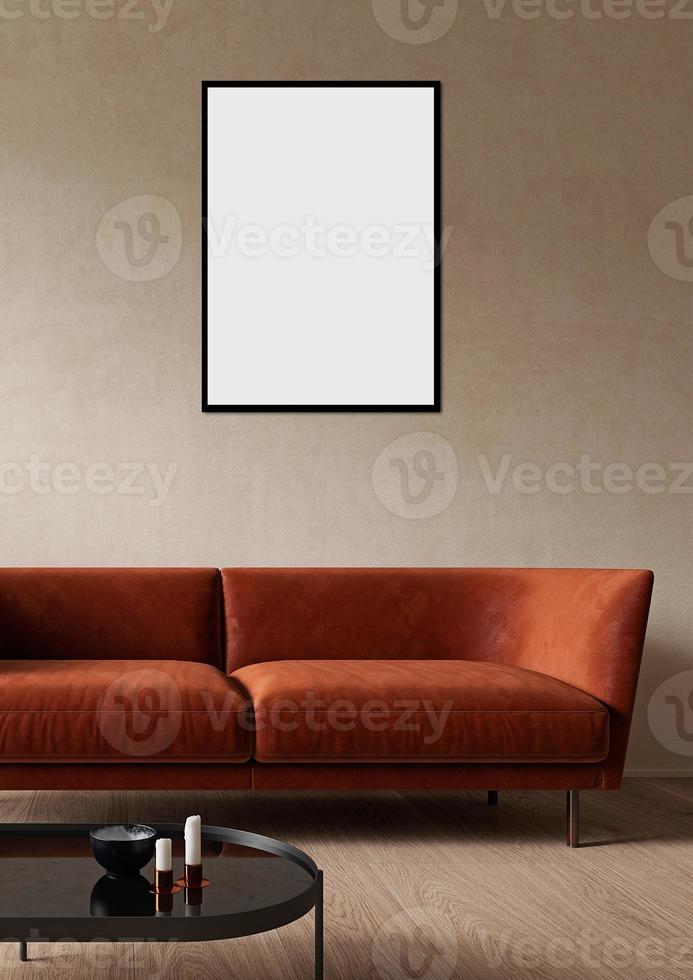 Black interior frame mockup photo