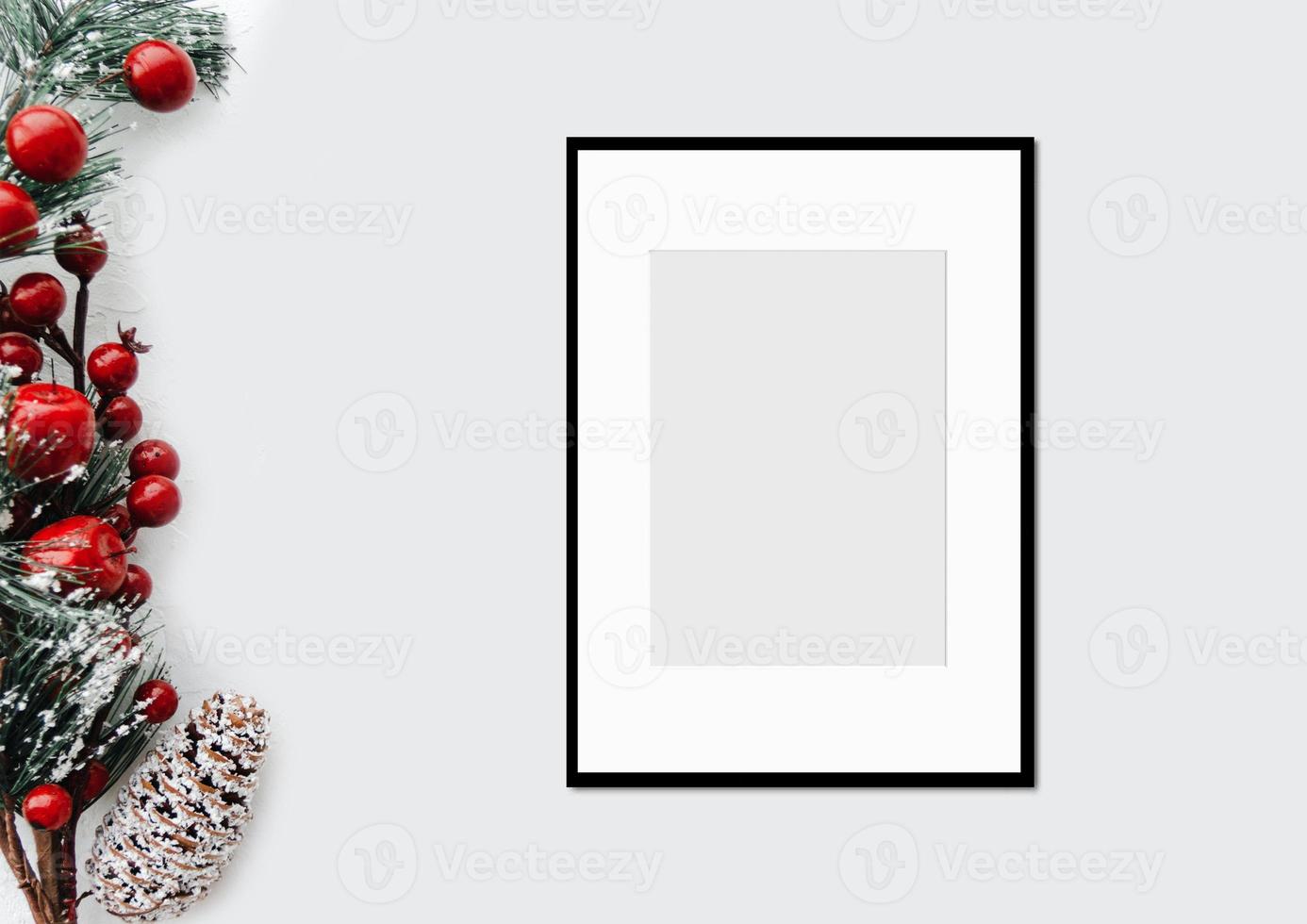 Black Christmas interior frame mockup isolated on a transparent background photo