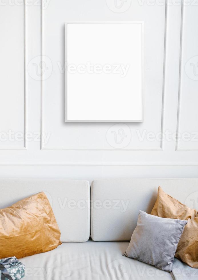White interior frame mockup photo