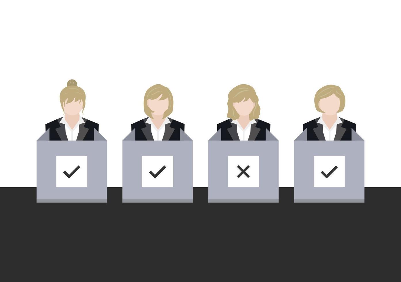 set of human voter at polling station background vector