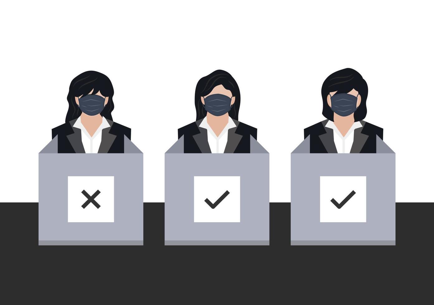 set of human voter at polling station background vector