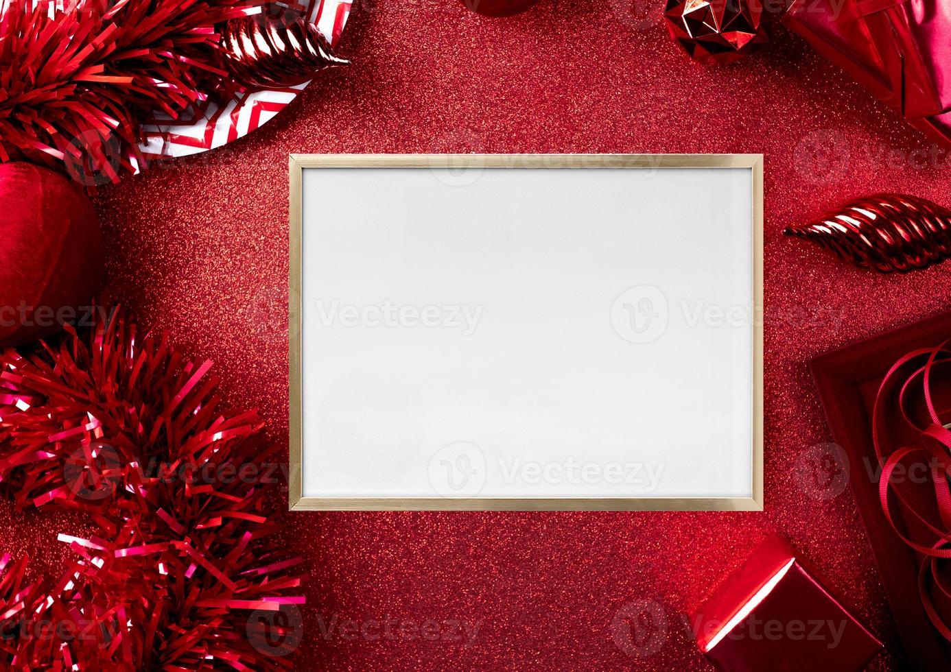 maqueta de marco dorado de navidad foto