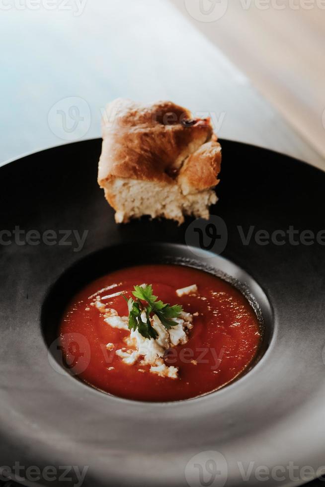 Tomato soup, vegetarian food photo