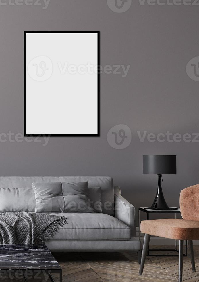 Black interior frame mockup isolated on a transparent background photo