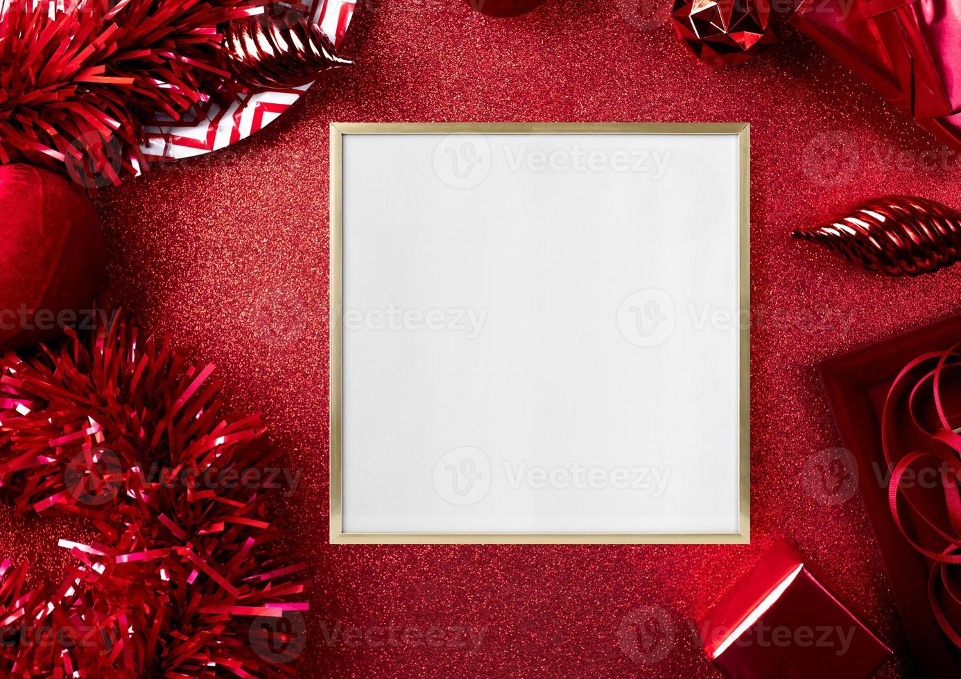 maqueta de marco interior de navidad dorada foto