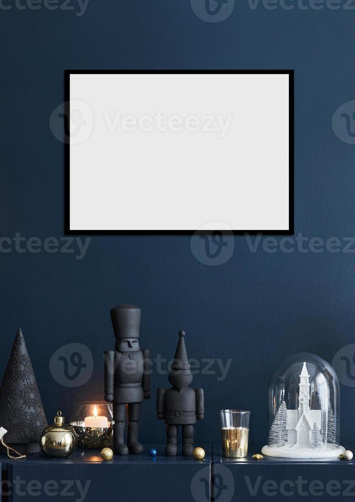 Black Christmas interior frame mockup isolated on a transparent background photo