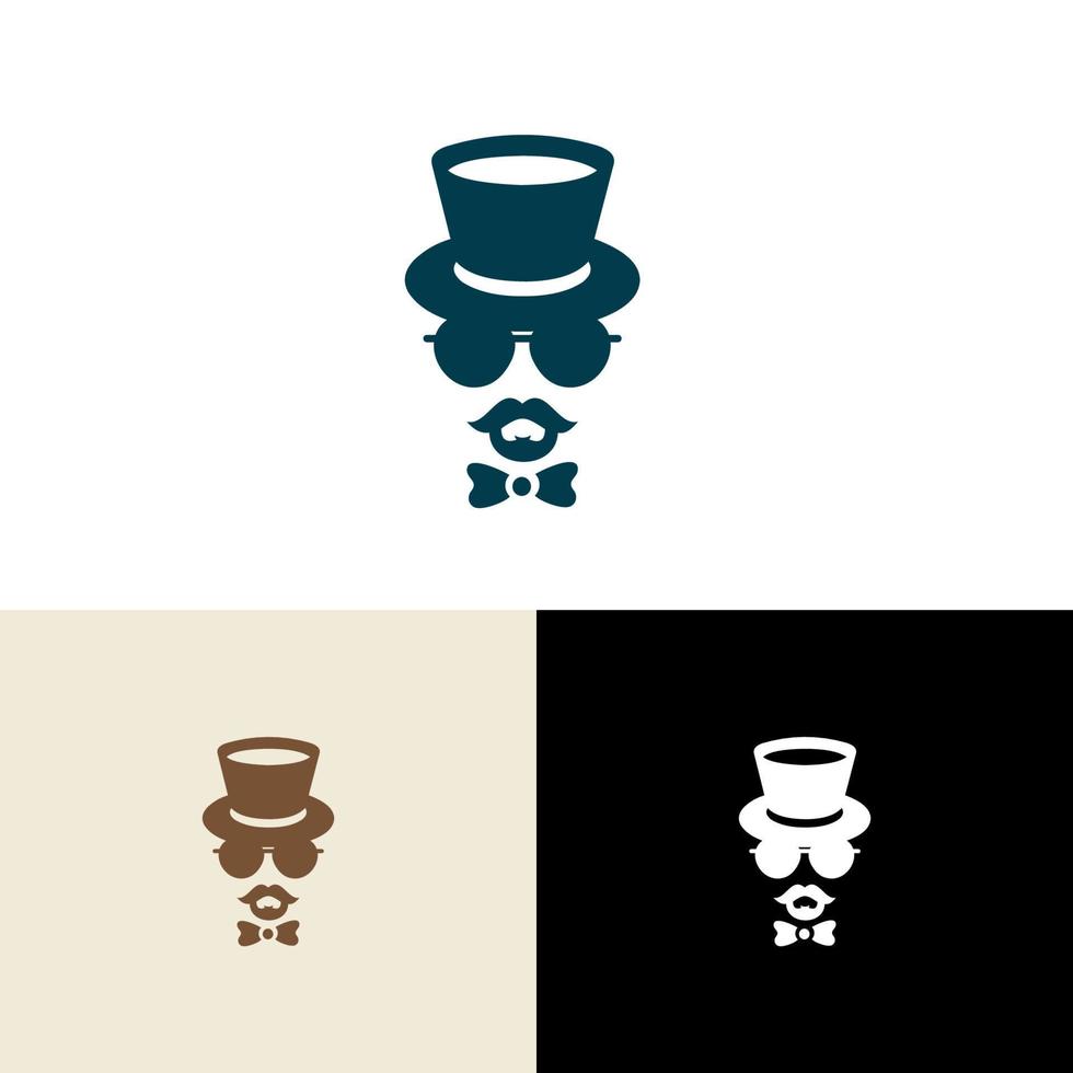 Monsieur logo. Gentleman figure with mustache. Vintage classic retro. icon man isolated on white background. Flat design vector